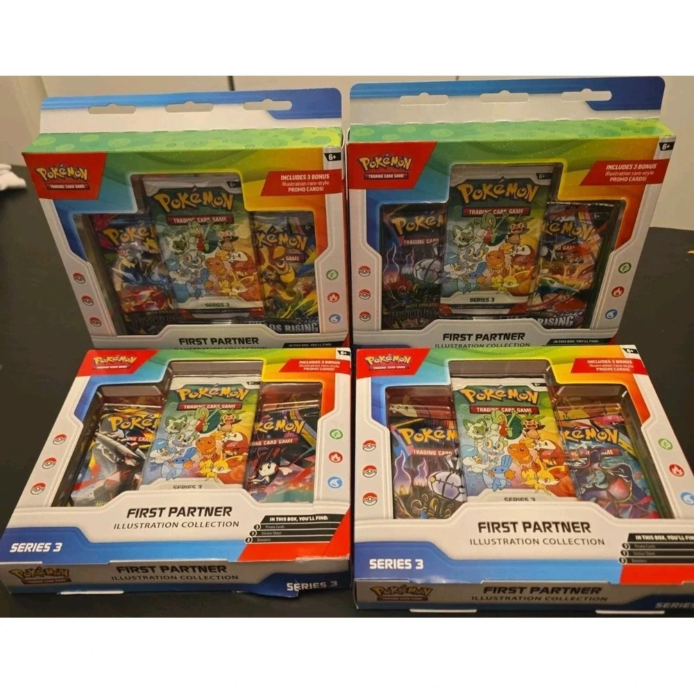 Lot of 4 - Pokemon TCG First Partner Illustration Collection Box Series 3 - NISB